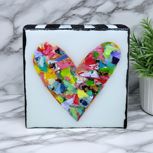 Heart Pieces -Colorful Original Resin Art 4 x 4