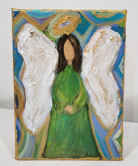 Angel in Green 5 x 7 Painting