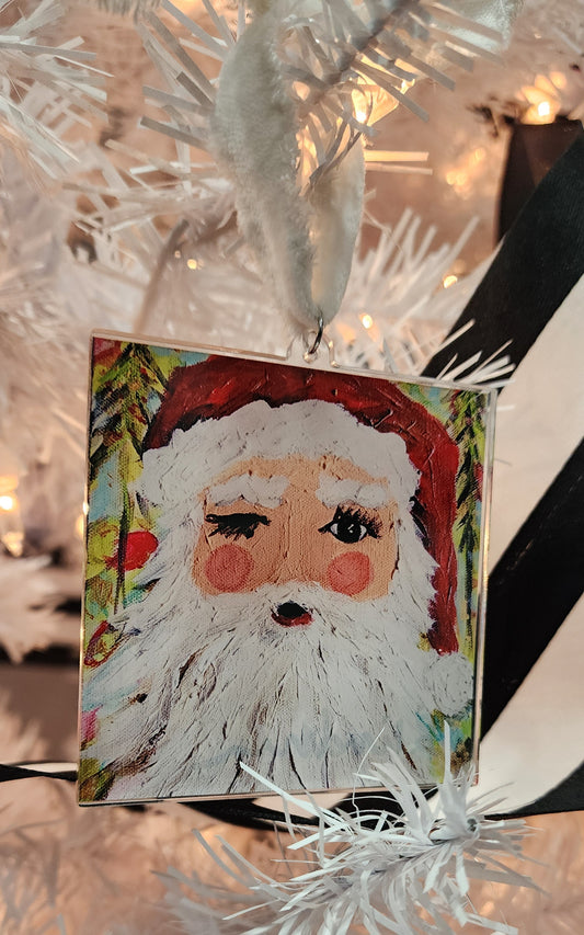 Winking Santa Acrylic Ornament