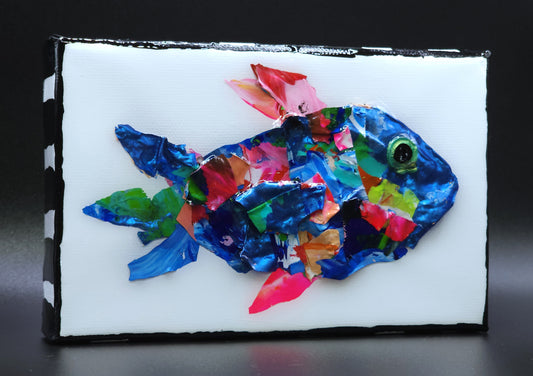Recycled Acrylic Fish Art 4 x 6 - "Theo"