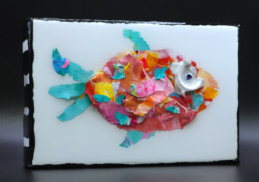 Recycled Acrylic Fish Art 4 x 6 - "Cora"