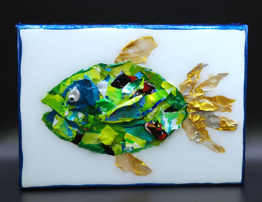 Recycled Acrylic Fish Art 5 x 7 - "Ollie"