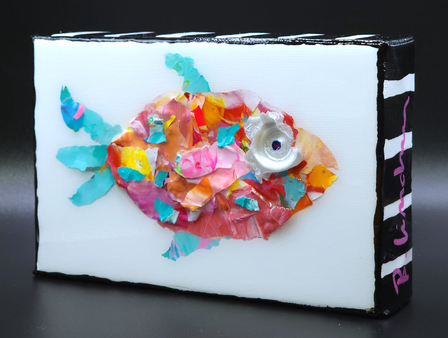 Recycled Acrylic Fish Art 4 x 6 - "Cora"