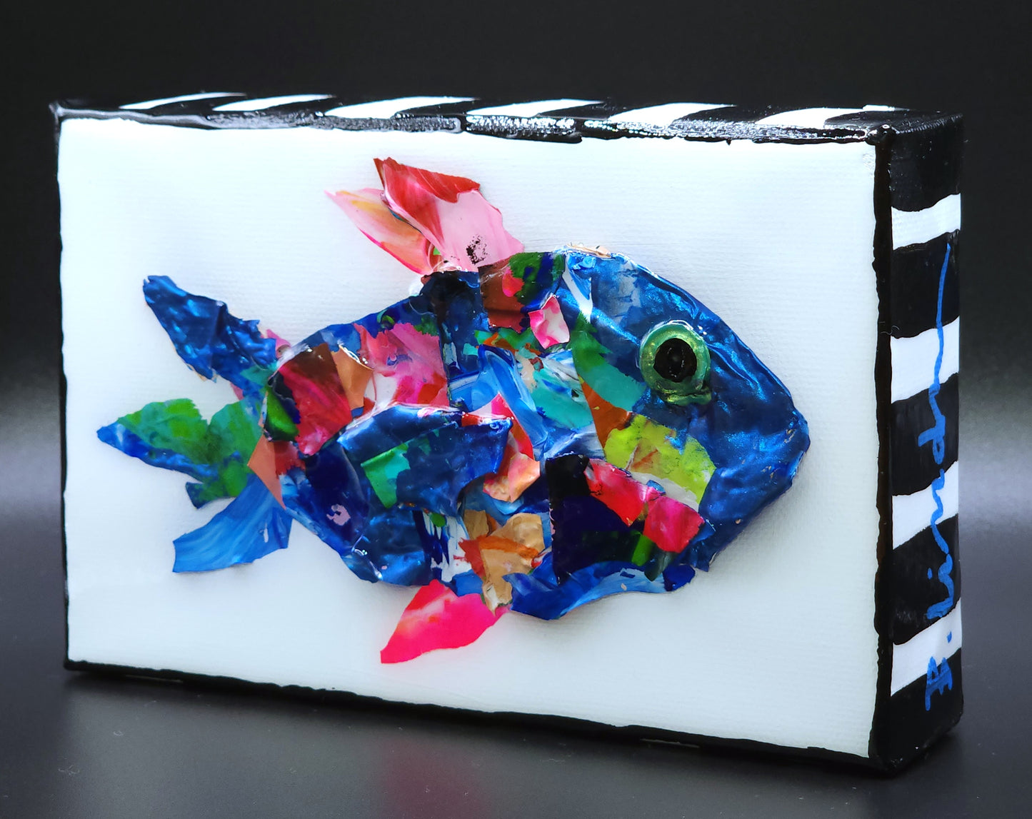 Recycled Acrylic Fish Art 4 x 6 - "Theo"