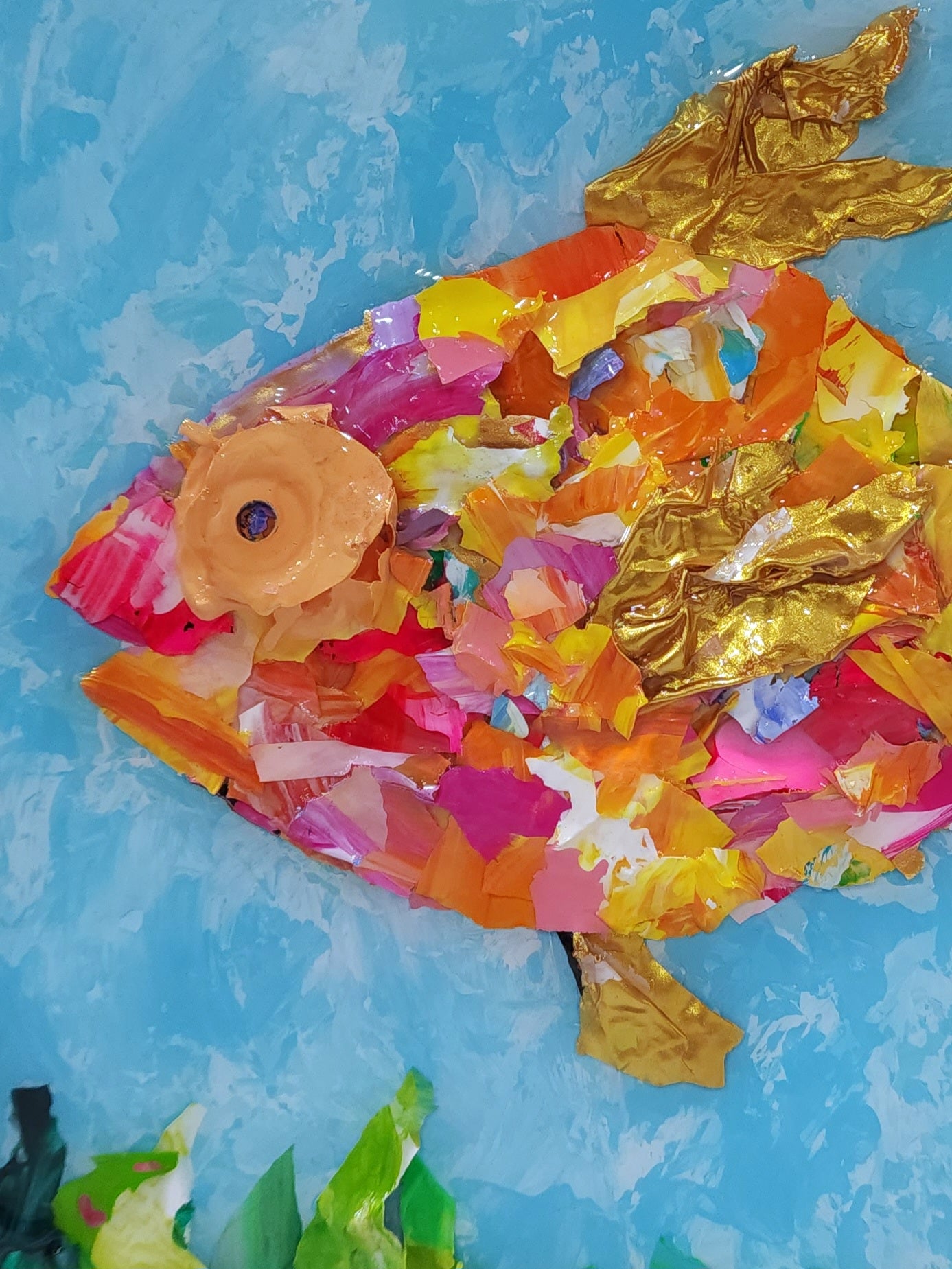 Recycled Acrylic Fish Art 8 x 8 - "Daisy"