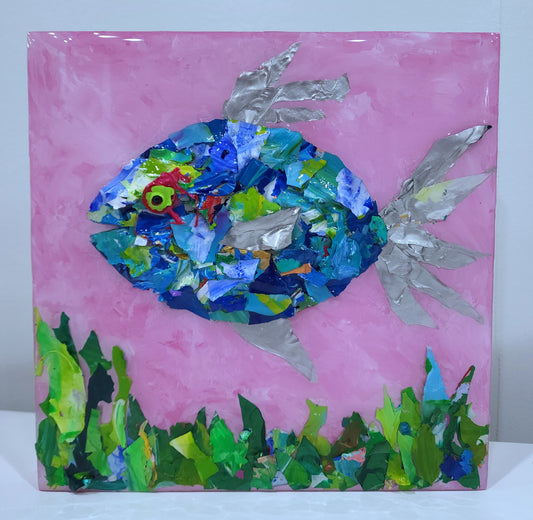 Recycled Acrylic Fish Art 8 x 8 - "Cleo"