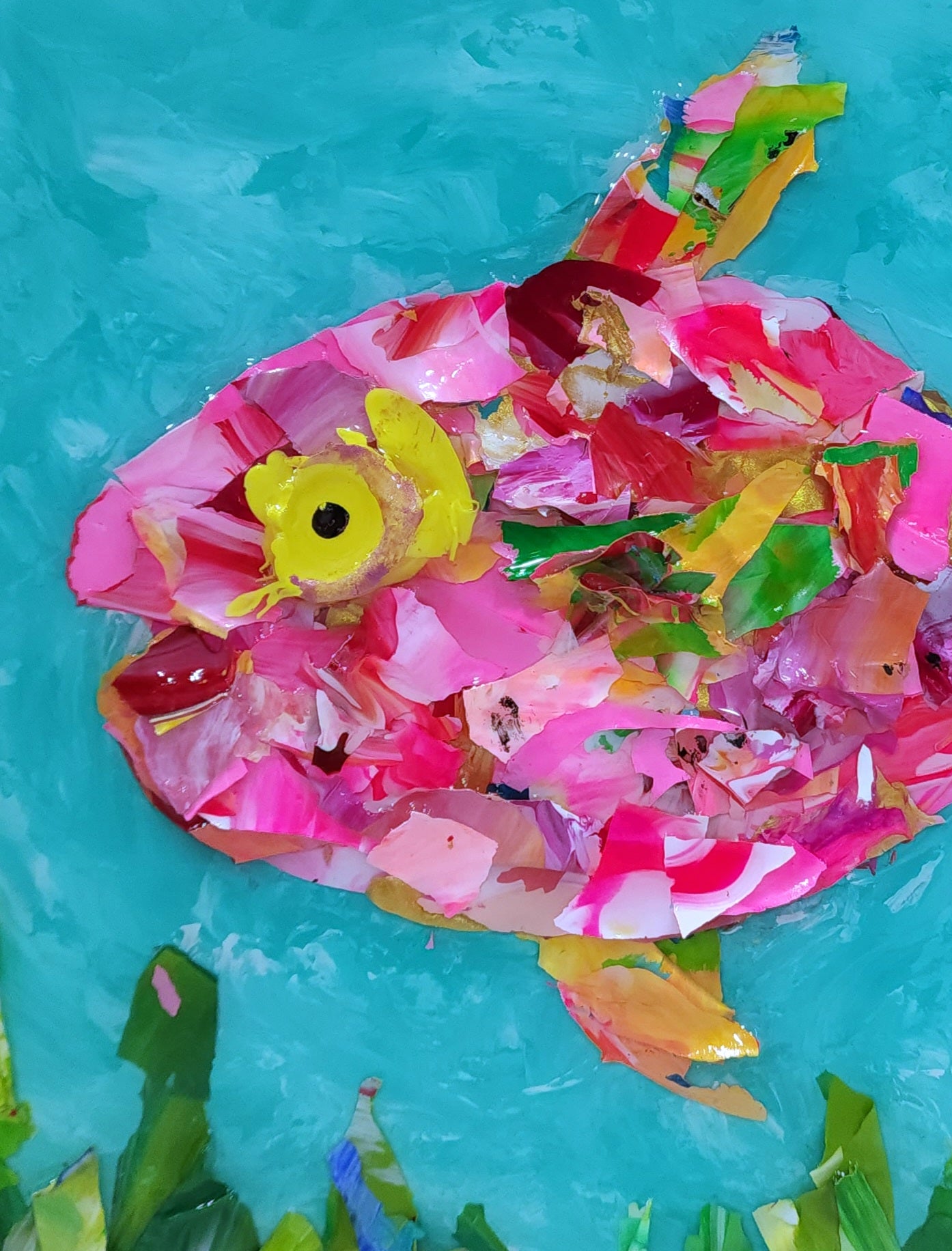Recycled Acrylic Fish Art 8 x 8 - "Etta"
