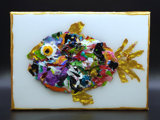 Recycled Acrylic Fish Art 5 x 7 - "Otis"