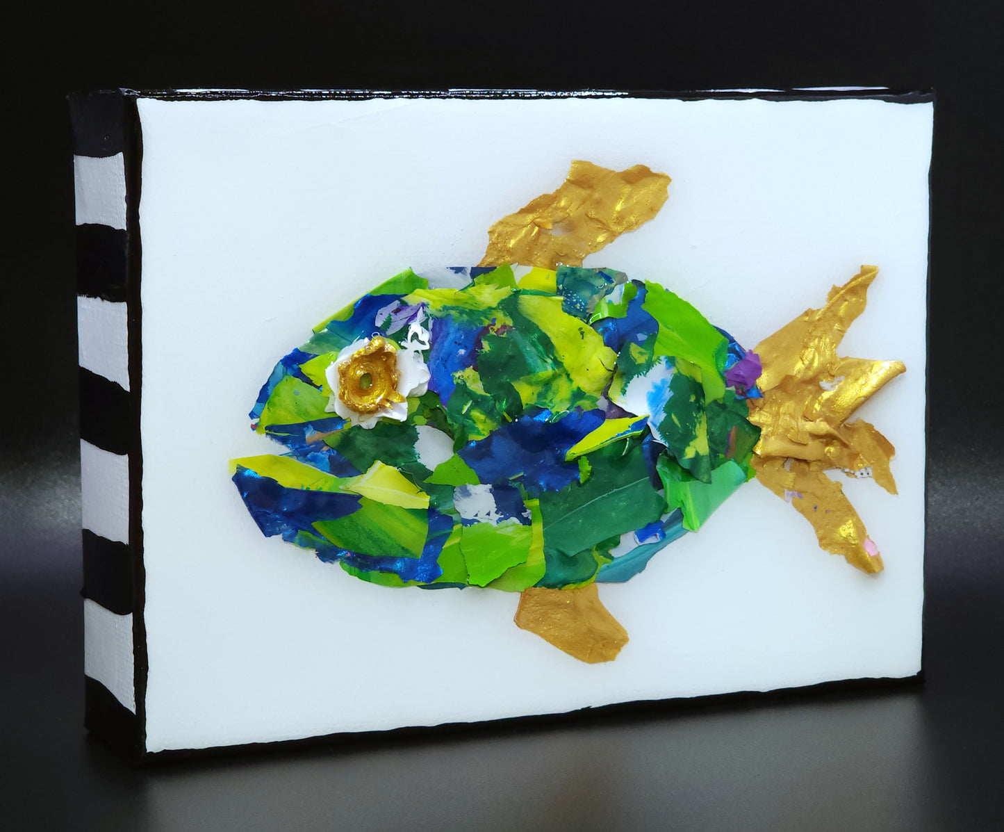 Recycled Acrylic Fish Art 5 x 7 - "Darwin"