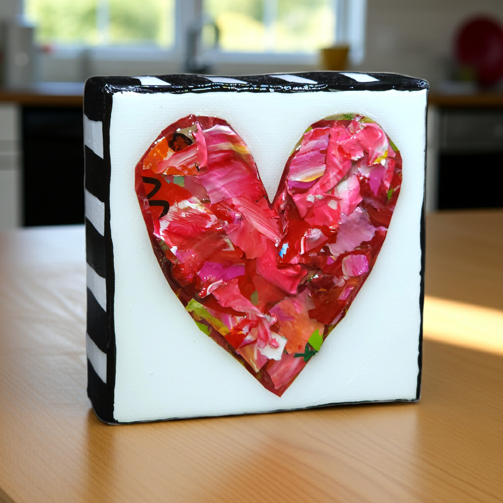 Heart Pieces - Colorful Original Resin Art 4 x 4