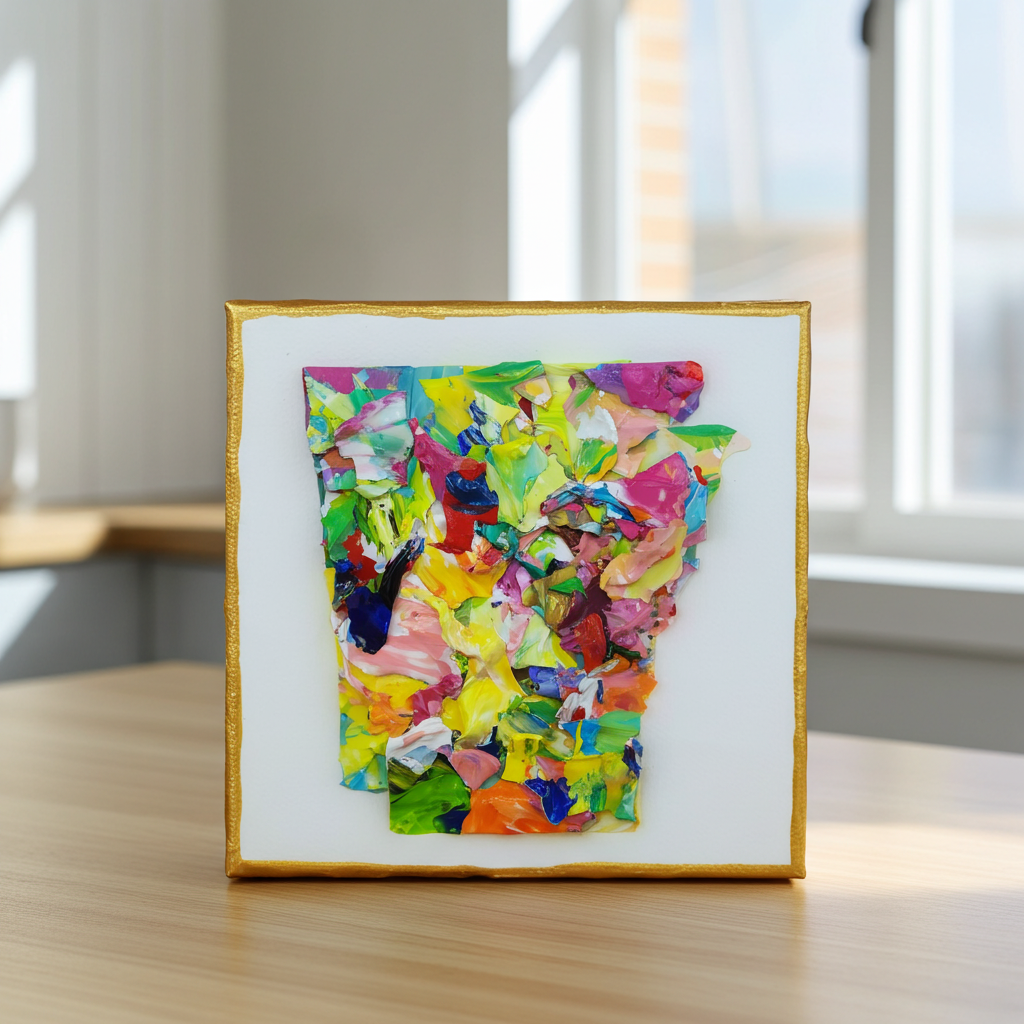 Colorful Arkansas Resin Art – Original 5 × 5 Artwork