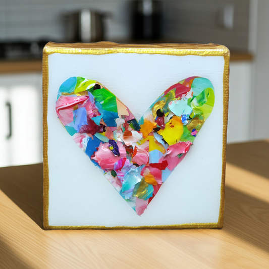 Heart Pieces - Colorful Original Resin Art 4 x 4