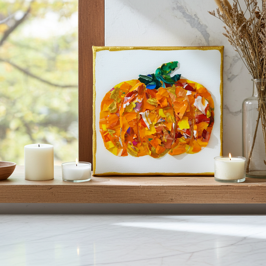 Fall Pumpkin - Colorful Original Resin Art 5 x 5
