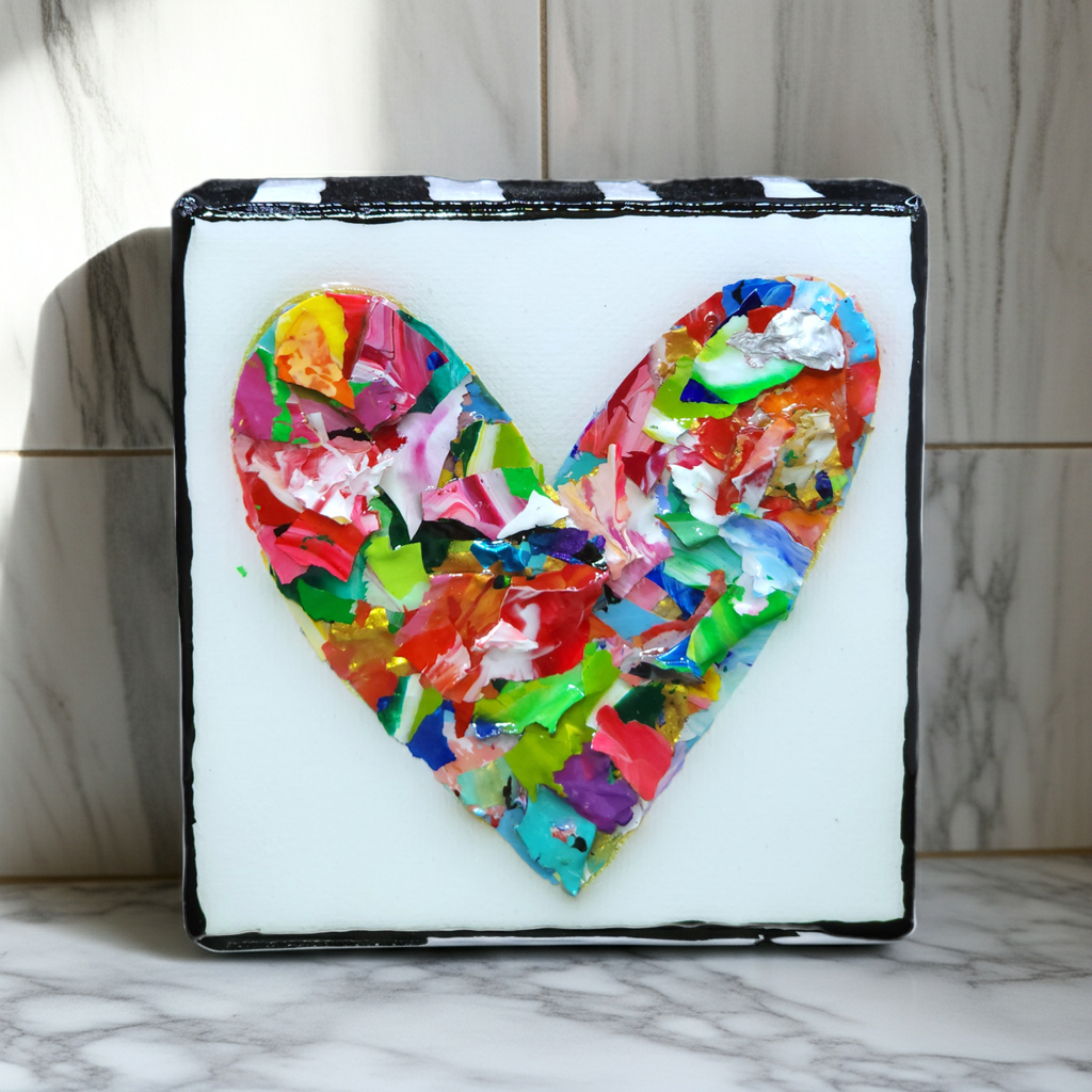 Heart Pieces -Colorful Original Resin Art 4 x 4