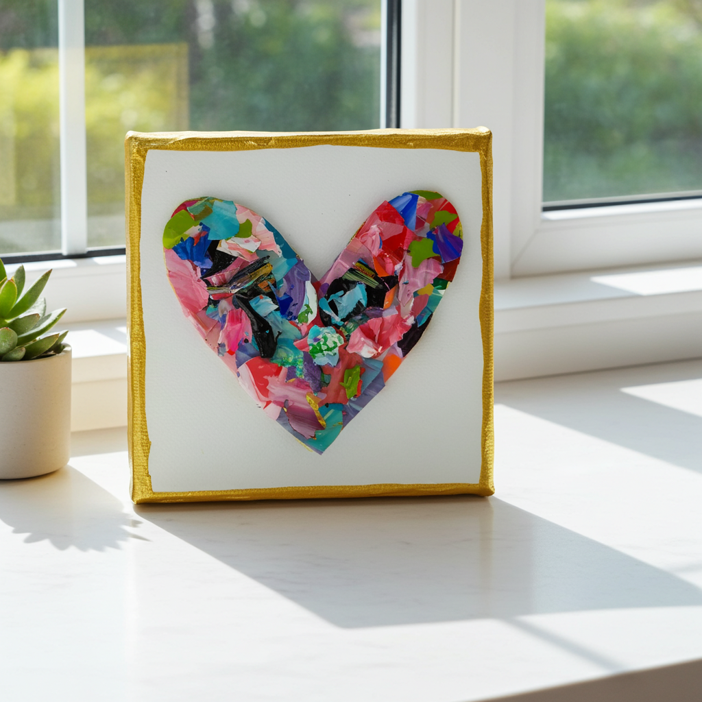 Heart Pieces - Colorful Original Resin Art 4 x 4