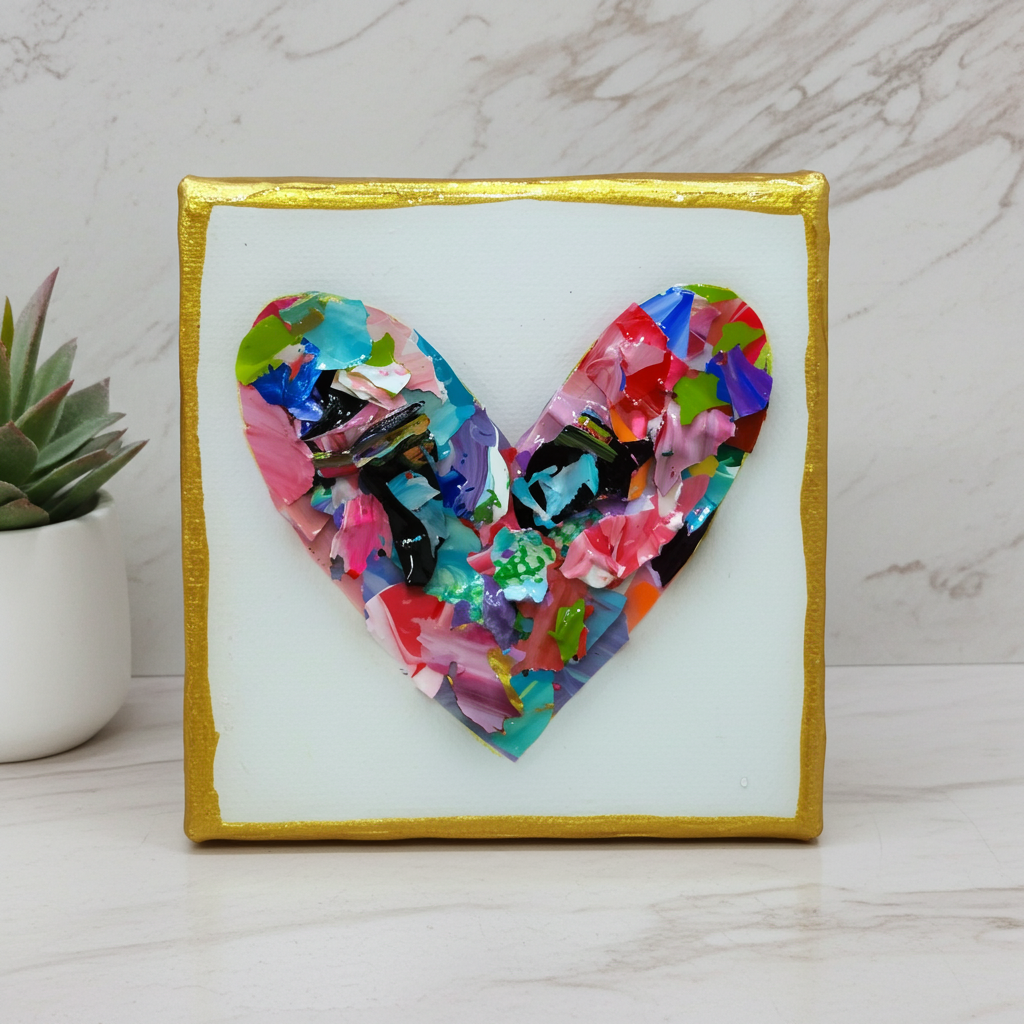 Heart Pieces - Colorful Original Resin Art 4 x 4