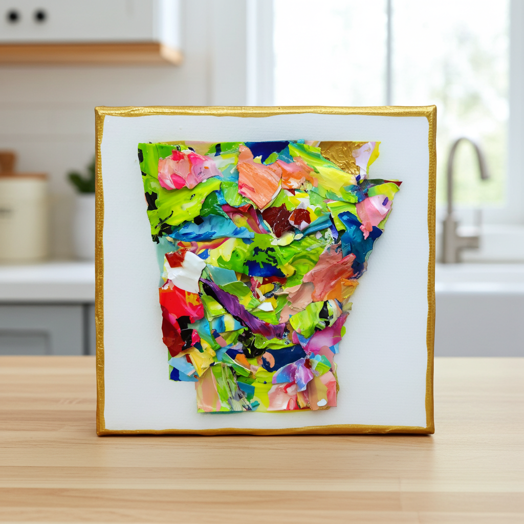 Colorful Arkansas Resin Art – Original 5 × 5 Artwork