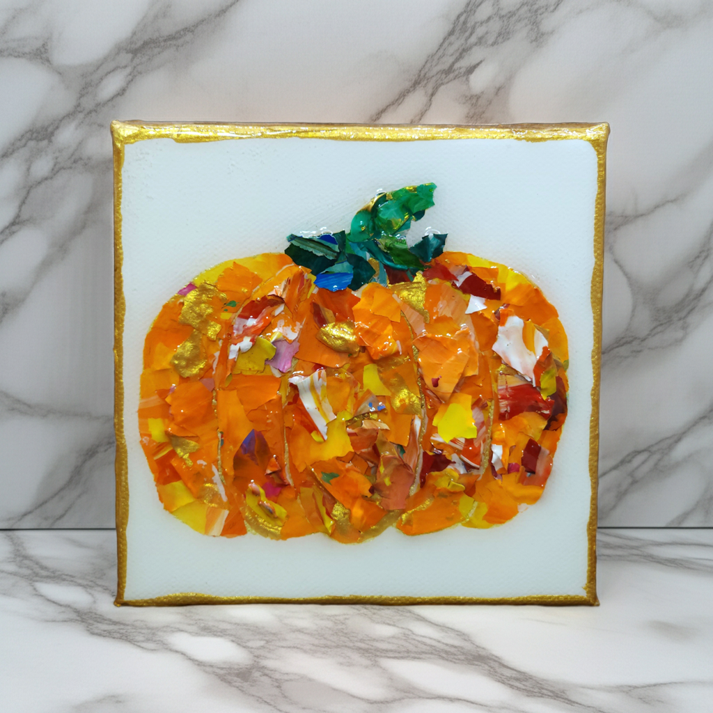 Fall Pumpkin - Colorful Original Resin Art 5 x 5
