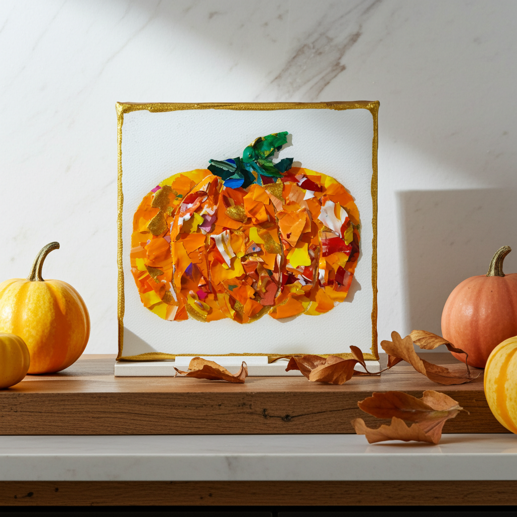 Fall Pumpkin - Colorful Original Resin Art 5 x 5