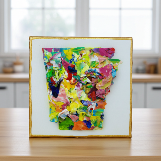 Colorful Arkansas Resin Art – Original 5 × 5 Artwork