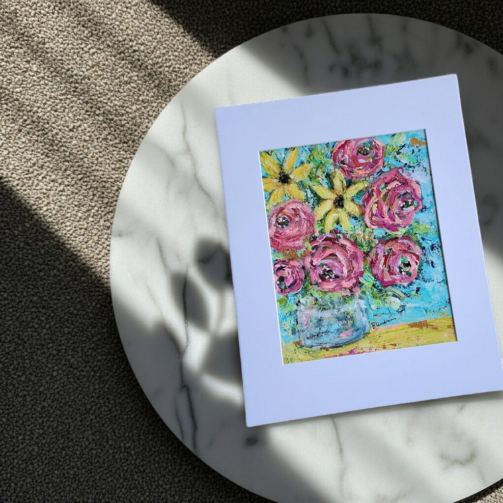“A Floral Affair” – Original Colorful Floral Acrylic Painting (8 x 10)
