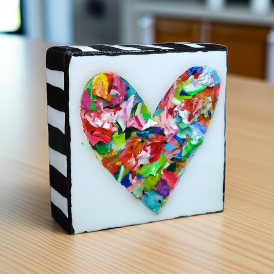 Heart Pieces -Colorful Original Resin Art 4 x 4