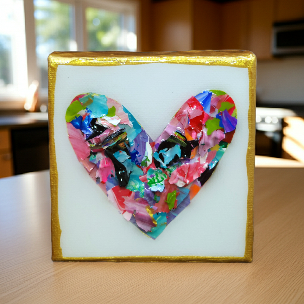 Heart Pieces - Colorful Original Resin Art 4 x 4
