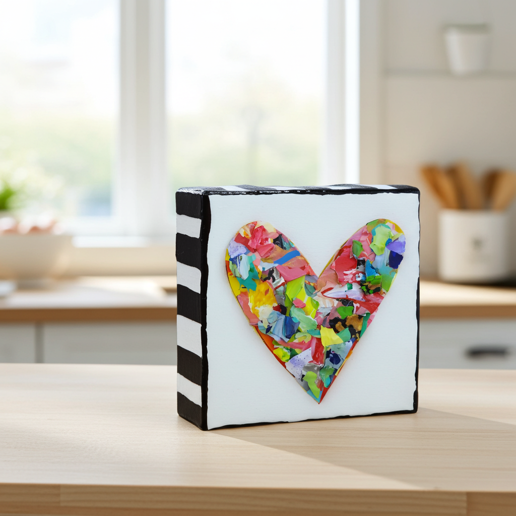 Heart Pieces -Colorful Original Resin Art 4 x 4