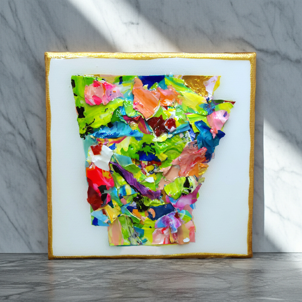Colorful Arkansas Resin Art – Original 5 × 5 Artwork