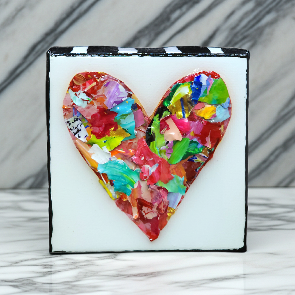 Heart Pieces - Colorful Original Resin Art 4 x 4