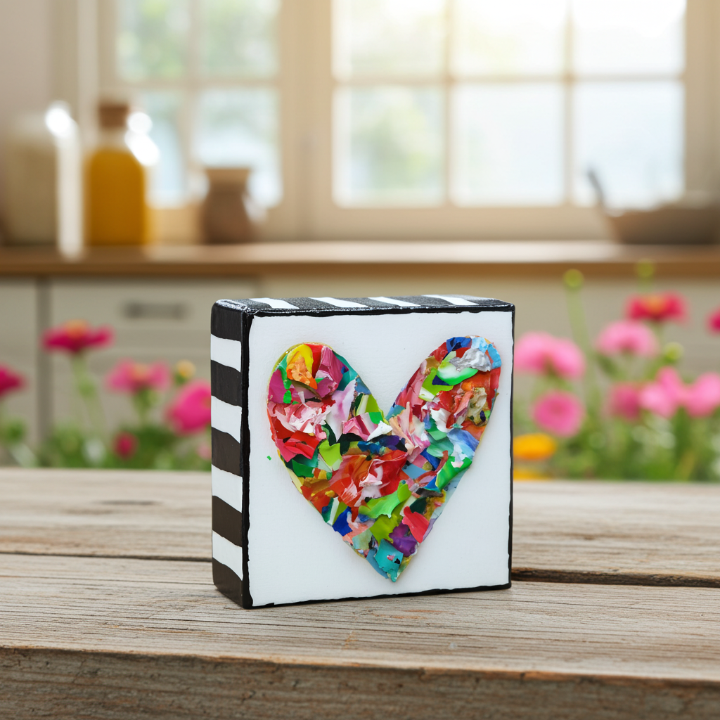 Heart Pieces -Colorful Original Resin Art 4 x 4