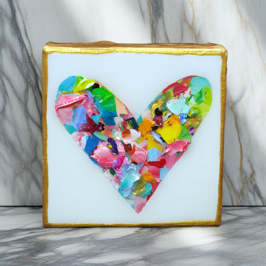 Heart Pieces - Colorful Original Resin Art 4 x 4