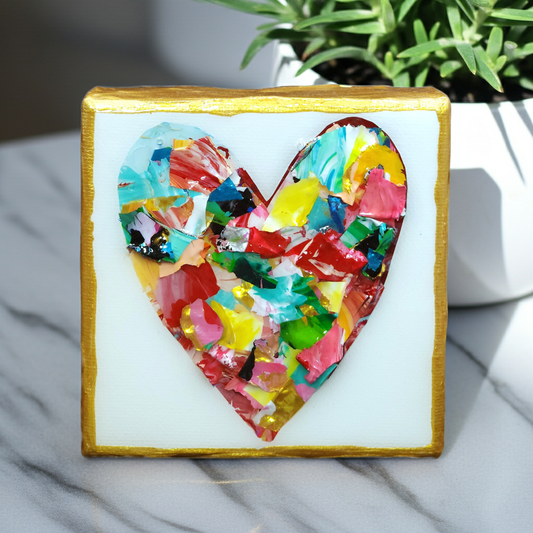 Heart Pieces - Colorful Original Resin Art 4 x 4