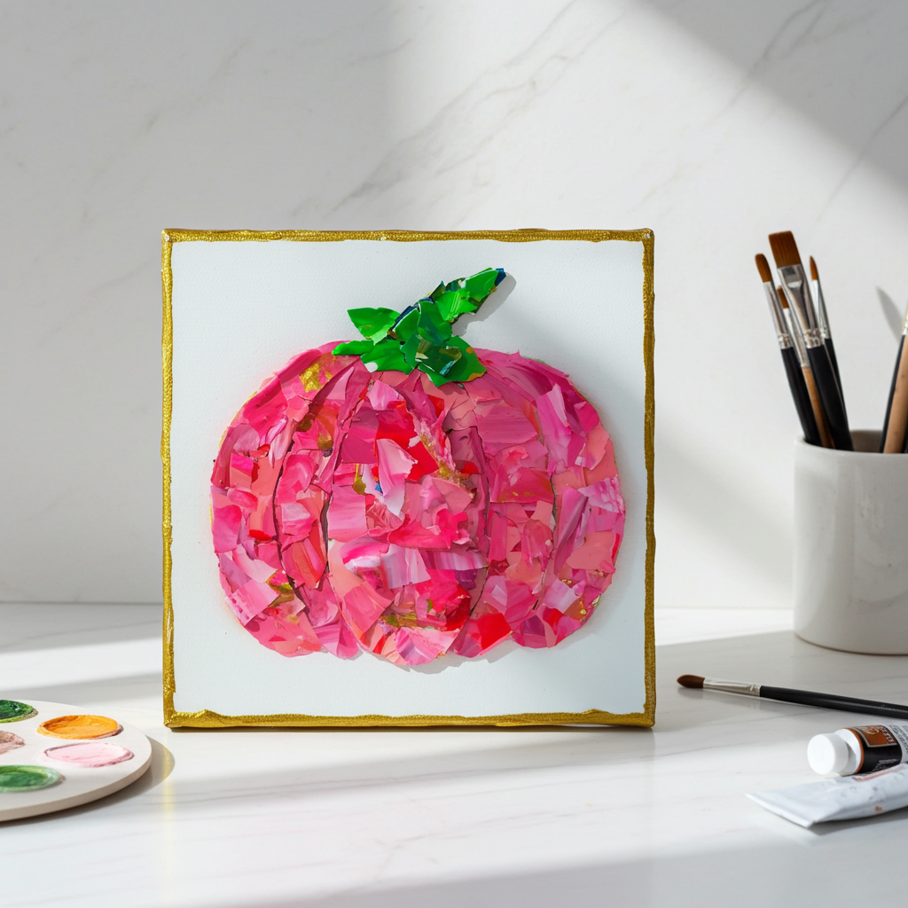 Pink Pumpkin - Colorful Original Resin Art 6 x 6