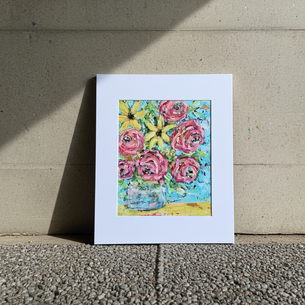 “A Floral Affair” – Original Colorful Floral Acrylic Painting (8 x 10)