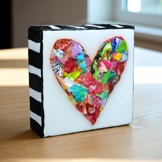 Heart Pieces - Colorful Original Resin Art 4 x 4