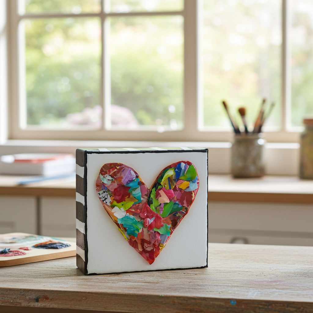 Heart Pieces - Colorful Original Resin Art 4 x 4