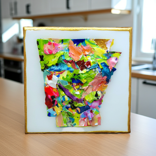 Colorful Arkansas Resin Art – Original 5 × 5 Artwork