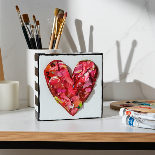 Heart Pieces - Colorful Original Resin Art 4 x 4