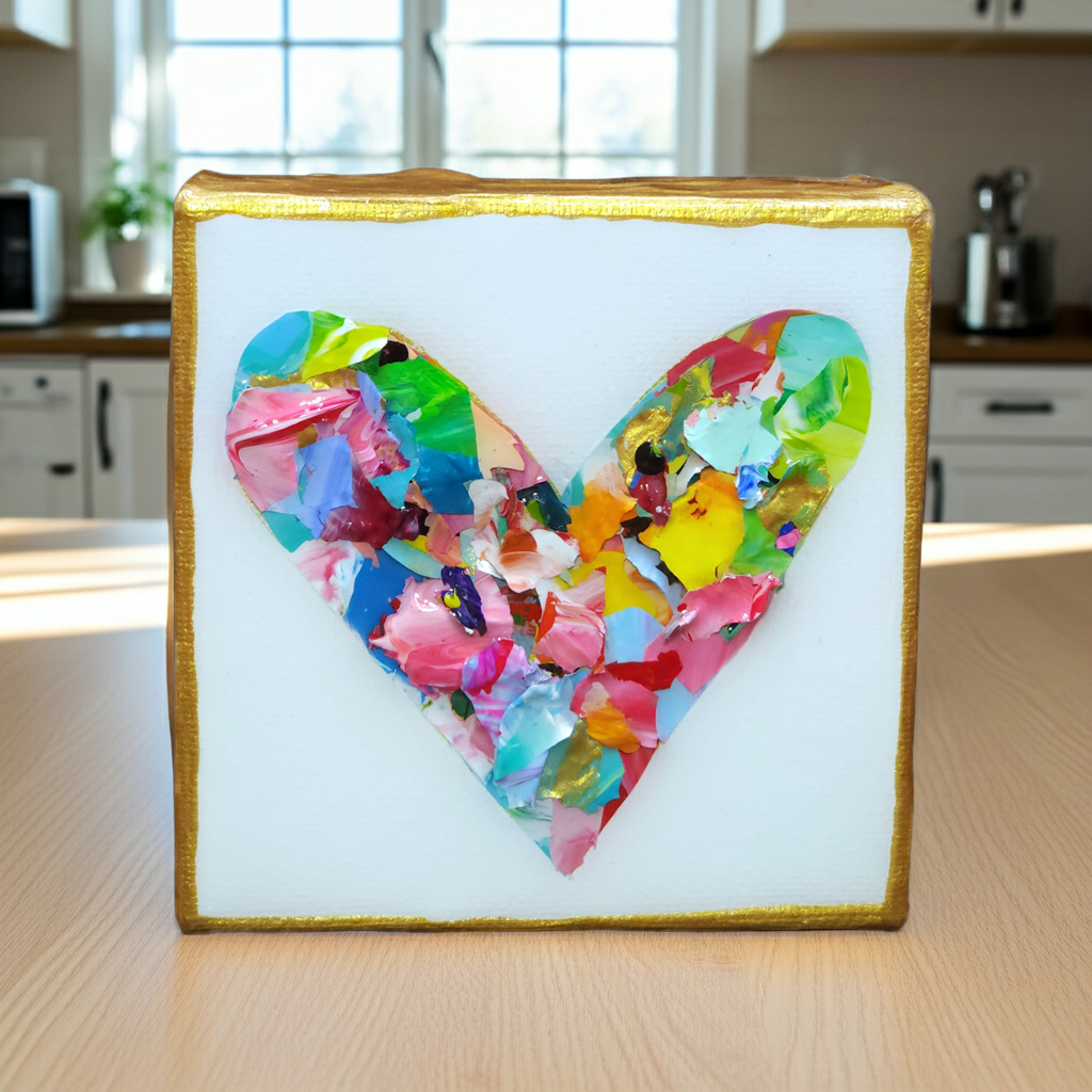 Heart Pieces - Colorful Original Resin Art 4 x 4