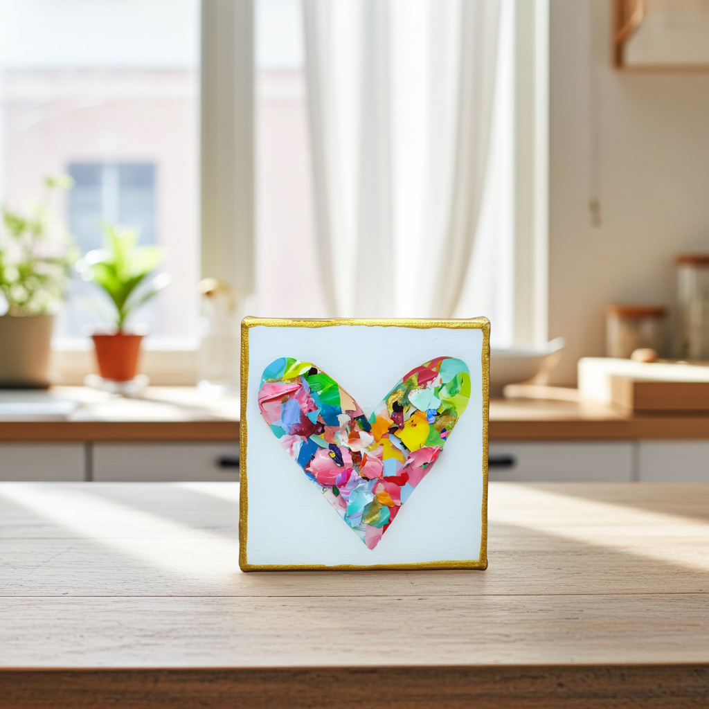 Heart Pieces - Colorful Original Resin Art 4 x 4